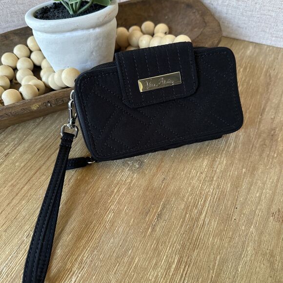 Vera Bradley Handbags - Vera Bradley Black Quilted Wallet Wristlet EUC